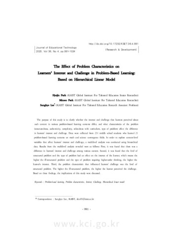 The Effect of Problem Characteristics on Learners’ Interest and Challenge in Problem-Based Learning: Based on Hierarchical Linear Model 이미지